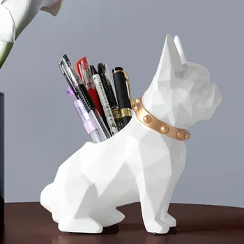Câinele Rășină Figurina Stilou titularul organizator de birou accesorii de birou birou Depozitare creion titularul oală pentru birou pen ambarcațiuni cadou