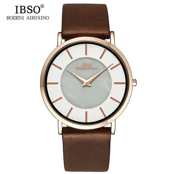 IBSO Brand de Top 6.8 MM Ultra-Subțire de Cuarț Ceas de Barbati Curea din Piele Mens Ceasuri 2019 Moda Ceasuri Relogio Masculino