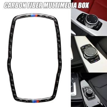 Masina Fibra de Carbon Cadru pentru BMW Butonul Media Sticker Buton pentru a Acoperi F10 F20 F30 F34 F07 F25 F26 F15 F16 OCT998