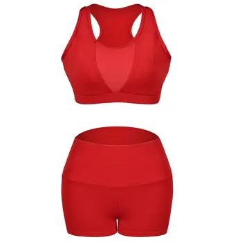 2019 Noi 2 buc/set Femeile Plasă de Fitness Purta Kit Uscare Rapidă Respirabil Nici Rim Gol afară de Lenjerie de corp + pantaloni Scurți Costum