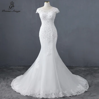 Sexy stil fără mâneci rochie de mireasa sirena, rochii de mireasa căsătorie rochia de mireasa vestidos de novia robe de mariee rochie albă