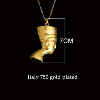 Kindlegem 750 De Aur Pur De Culoare Faraon Cap Portret Colier Pandantiv Pentru Femei, Bărbați Bijuterii Italia De Înaltă Calitate Bijuterii Egiptean