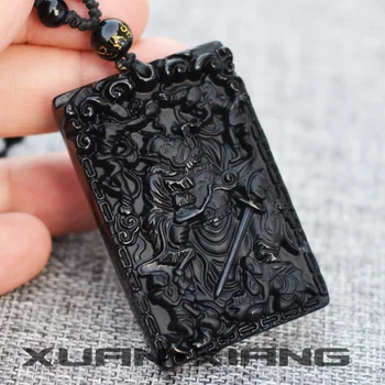 2018 Nou Pandantiv Colier Naturale Obsidian Sculptate Zhong Kui Amuleta Expulza răul Aur Cadou pentru Barbati Femei Moda Bijuterii