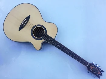 Culoare naturala univers model electric chitara acustica hickory înapoi și lateral de 40 inch secțiune de design cu 6 corzi chitara folk