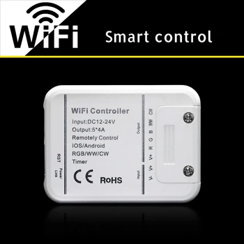 DC12V 24V Wifi Controler cu LED-uri RGB/RGBW/RGBWW 16 Milioane de Culori Muzică și Modul Temporizator de Control Wifi de IOS/Android Smartphone, 5CH