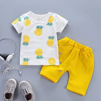 Bibicola 2019 vara baby boy set haine copii desene animate ananas imprimare îmbrăcăminte costum copil casual tricou+pantaloni scurți set 2 buc