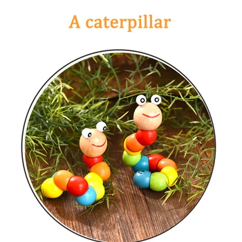 Montessori jucarie puzzle din lemn răsucite deformare culoare caterpillar joc de copii de educație timpurie practică de puzzle distractiv jucărie