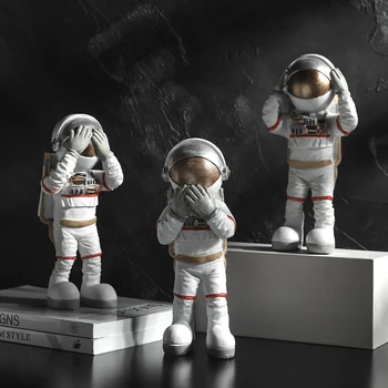 WU CHEN pe termen LUNG Simplu și Modern Astronaut Arta Sculpturii Trei Nu Cosmonaut Figurine de Rasina de Artizanat Cosmonaut Decoratiuni Pentru Casa R3584