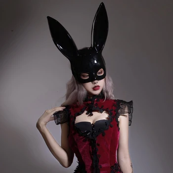 Gotic Femei Negru Iepure Cosplay Masca Masca De Ochi Sexy Mască De Halloween Cosplay Costum Petrecere Masca