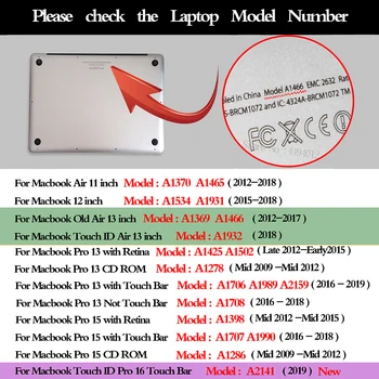 Laptop nou caz Pentru APPle Macbook Air Pro Retina 11/12/13/15 inch pentru Macbook 2019 noi Pro 16 inch A2141+ Culoare capac Tastatură