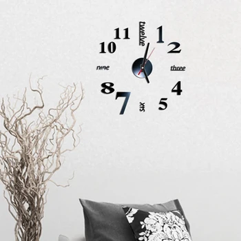 Ceas de perete Oglindă Autocolant Perete Amovibil Auto-Adeziv de Artă Decal Ceasuri de Perete Home Decor Camera de zi Cuarț Ac reloj de pared