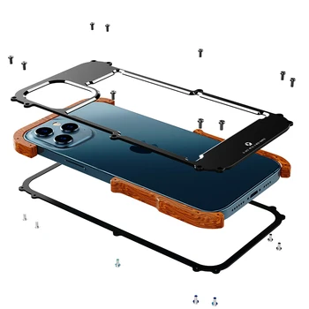 Lemn de Carbon Metal Bara de protecție Caz Pentru iPhone 12 Pro MAX 12 Mini Coque Caz de Lux Cadru din Aluminiu rezistent la Șocuri Armura Capac de Protecție