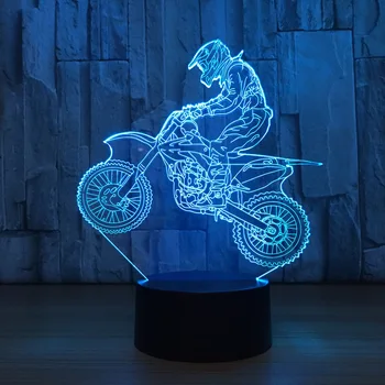 Noutatea 3D Lampa de Masa 3D Motocross Bicicleta Noapte Lumini LED-uri USB 7 Culori-Senzor Lampa de Birou ca Vacanta de Anul Nou, Ziua de nastere Cadouri Decor