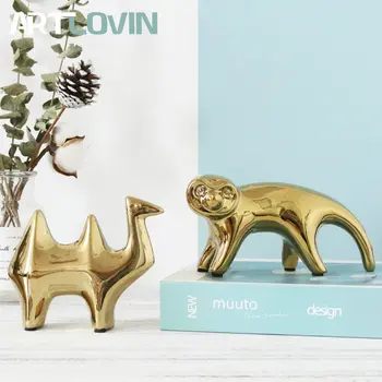 Modern De Aur Cămilă Figurine Ceramice Acasă Decorare Accesorii De Aur Animal Decor Pasăre Cifre Ornamente Frumoase Cadouri De Anul Nou