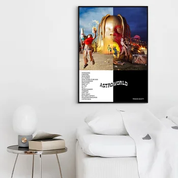 Travis Scott - Astroworld Album de Muzică Pop cover Music Star Poster Canvas Printuri de Arta de Perete Pentru Camera de zi Decor Acasă