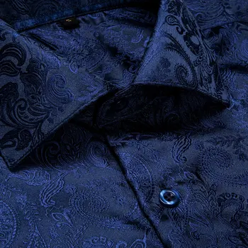 Noua Moda Royal Blue Paisley Barbati Camasa cu Maneca Lunga Barbati de Afaceri Formale Camasi Office-Purtați Îmbrăcăminte de Brand Masculin Tricou DiBanGu