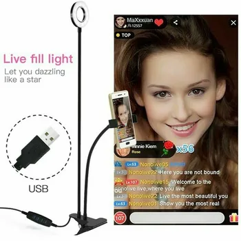 Estompat LED Selfie Lumină Inel de Telefon cu Camera USB lampă în formă de inel Fotografie Umple de Lumină cu Suport de Telefon Stand Pentru Machiaj Live Stream