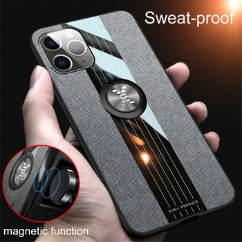 Ultra-subțire de Cusut Pânză Telefon Caz Pentru iPhone 12 mini 11 Pro XS Max XR X 8 7 6 Plus SE 2020 Suportul Magnetic Capac de Silicon