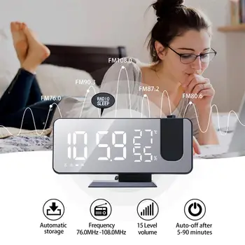 Noul LED Digital Ceas cu Alarmă Ceas de Masa Electronice Ceasuri pentru Desktop USB serviciu de Trezire Radio FM Timp Proiector Funcție de Amânare 2 Deșteptător
