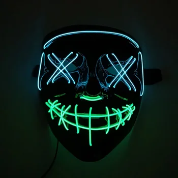 Cald Led Masca Petrecere De Halloween Masca Mascaradă Măști Neon Maske Lumina Să Strălucească În Întuneric Rimel Groază Maska Stralucitoare Masker
