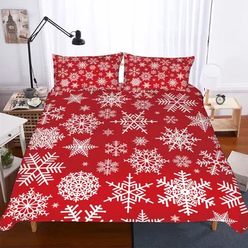 Iarna Fulg De Zăpadă Alb Carpetă Acopere Acasă Cămin De Crăciun Decor Quilt Pat Set Băieți Fete Cameră Dublă Cu Pat King-Set Fular Roșu