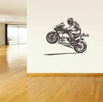 Motocicleta Driver Autocolant Perete Casca Motocicleta Adolescenți Băieți, Cameră De Decorare De Perete Decalcomanii De Vinil Acasă Artă Murală Z543