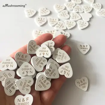 100x Alb din Lemn Inimioare Personalizate cu inițialele Mici Forme de Inima Masă Scatter Decor pentru nunta, ziua de nastere copil de dus