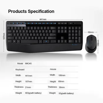 Logitech Wireless Combo MK345 cu Tastatura Full-Size și Dreptaci Mouse-ul
