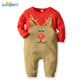 LONSANT Copil Nou-născut Băieți Fata Crăciun Salopetă Mânecă Lungă Cerb Romper Salopeta Pijamale Partid Costum de Haine pentru Copii N30