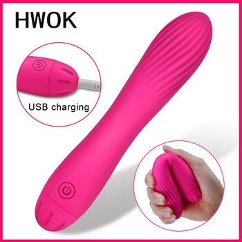 HWOK Moale Realistic Dildo Vibrator pentru Femei Mini G Spot Anus Sex Masaj Jucării pentru Adulți USB Reîncărcabilă Masturbator Stimula