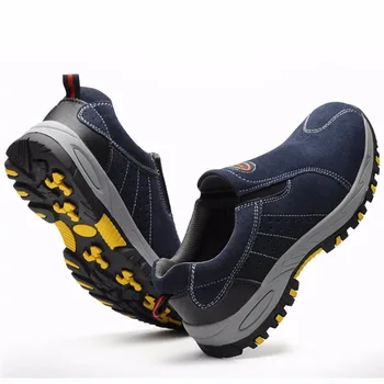Bombeu metalic securitatea muncii pantofi Bărbați femei 2019 Respirabil, anti-derapare Cizme în aer liber Unisex Punctureproof forței de muncă de Construcție Cizme