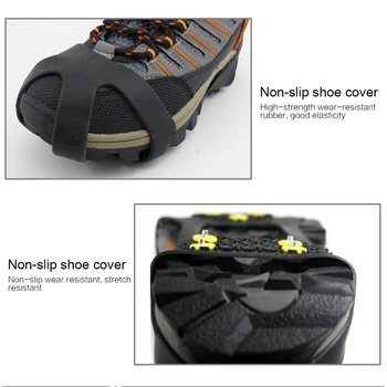 1 Pereche 10 Prezoane M/XL Universal Gheață Zăpadă de Pantofi cu Țepi Mânere Ghete Crampoane de Iarnă, Alpinism, Camping Anti-Alunecare Pantofi Acoperi