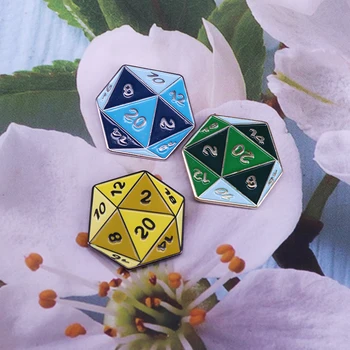D20 email pin seturi de 3 culori douăzeci de fețe zaruri insigna RPG gamer bijuterii tocilar tocilar cadou