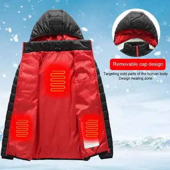 Încălzit Jacheta de Încărcare USB Încălzire din Fibra de Carbon Sârmă Maneca Lunga Încălzire Bumbac Sacou Rece-dovada Cald Iarna Termice Îmbrăcăminte