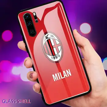 Echipa italiană AC Milan, în Cazul în care Telefonul Pentru Huawei P9 10Plus 20PRO P30 Lite Capac Spate Sticla Cazuri Pentru NOVA 3E Serie