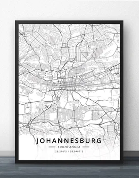 Cape Town, Johannesburg, Pretoria Stellenbosch, Africa De Sud Harta Poster
