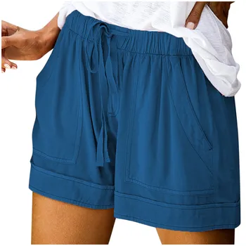 Pantaloni scurți de Vară Lenjerie de pat din Bumbac pentru Femei pantaloni Scurți Noua Moda de sex Feminin Largi Picior Pantaloni Casual Pierde Confortabil Cordon pantaloni Scurti Marimea 5xl