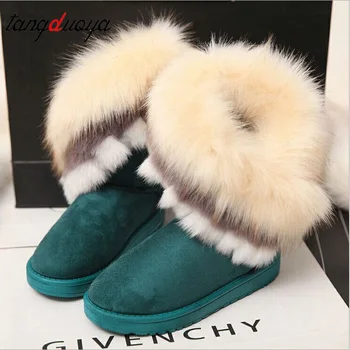 Cald iarna Femei Blană de Zăpadă Pantofi Flats Glezna Cizme de Zapada pentru Femei 2020 Moda Negru Rotund Toe Casual Slip on Doamnelor Cizme de Vânzare Fierbinte
